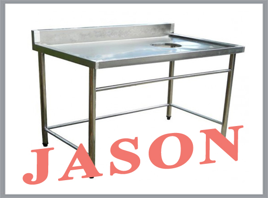 Bàn inox kèm lỗ xả rác | Bàn thu hồi bát bẩn