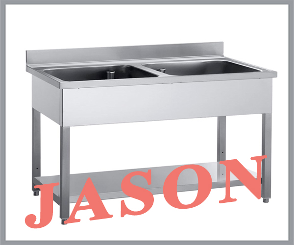 Chậu inox 2 hố có giá phẳng dưới