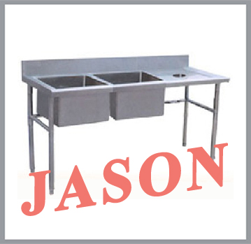 Chậu rửa đôi kèm bàn có lỗ xả rác bên phải