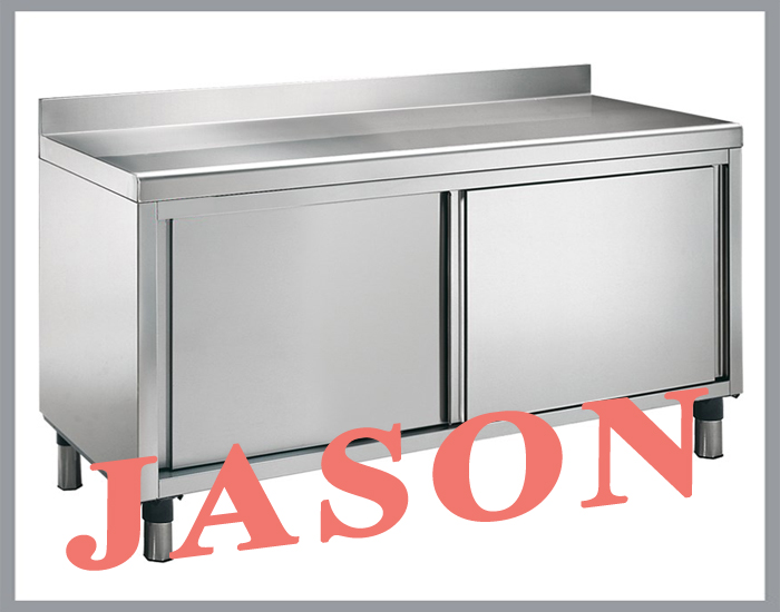 Tủ quầy inox cửa lùa có thành chắn sau