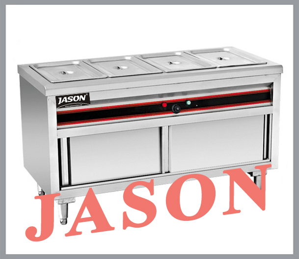 Bàn giữ ấm thức ăn có tủ cửa lùa bên dưới