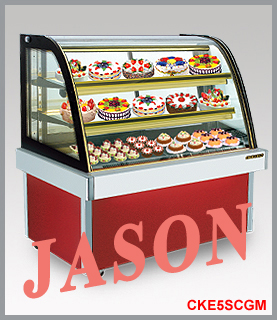 Tủ mát trưng bày bánh kính cong, màu đỏ