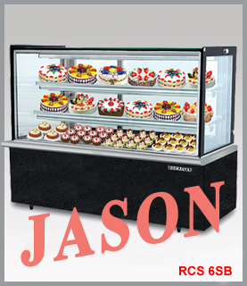 Tủ trưng bày bánh kính vuông, màu đen